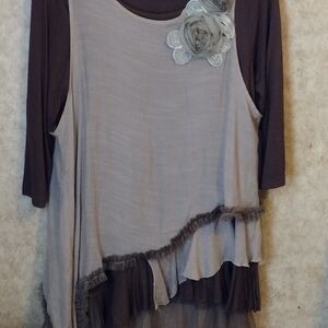 Fairycore Boho Tunic Mini Dress Layered 2-Pieces Size Medium Lady Noiz